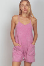 Load image into Gallery viewer, Pink V-Neck Sleeveless Washed Romper