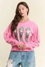 Load image into Gallery viewer, Pink Drop Shoulder Sequin Nutcracker Sweatshirt