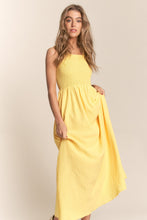 Load image into Gallery viewer, Banana Crisscross Back Tie Smocked Maxi Dress
