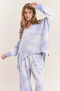 Lavender Cloud Oversized V-Neck Top