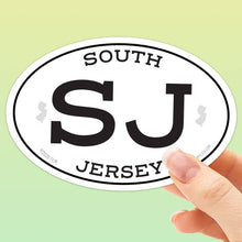 Load image into Gallery viewer, White Oval South Jersey Bumper Sticker