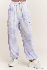 Lavender Cloud Tie-Dye Cargo Lounge Pant