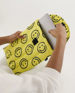 Puffy Laptop Sleeve 13"/14" - Yellow Happy