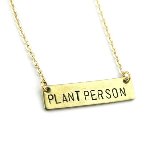*FINAL SALE* Plant Person - Stamped Bar Necklace