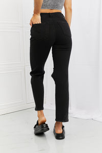 Black Relaxed Cropped Jeans with Distressing