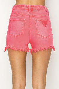 High Waist Frayed Hem Denim Shorts