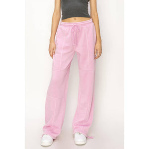 Powder Pink High-Waist Drawstring Pants