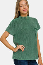 Load image into Gallery viewer, Washed Mock Neck Short Sleeve Sweater