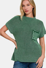 Load image into Gallery viewer, Washed Mock Neck Short Sleeve Sweater