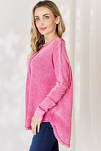 Load image into Gallery viewer, Oversized Washed Waffle Long Sleeve Top