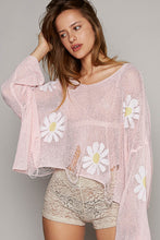 Load image into Gallery viewer, POL Long Sleeve Distressed Flower Patches Knit Top
