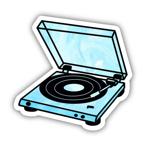 Blue Tie-Dye Record Player Aesthetic Sticker