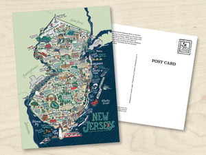 New Jersey Illustrated Map Postcard 5 x 7 inch