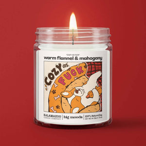 "Cozy as Fuck" warm flannel & mahogany -  Luxury Soy Candle