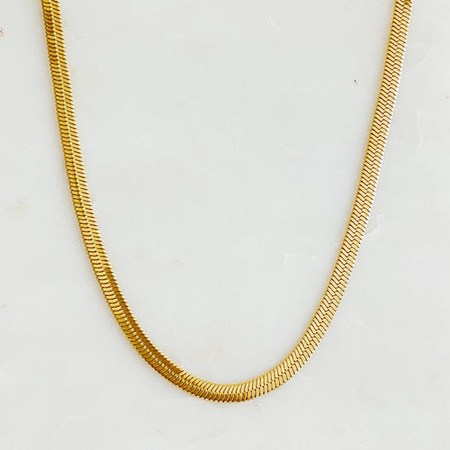 Gold Plated Herringbone Chain Necklace