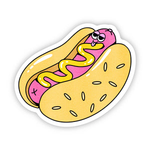 Cute Hot Dog With Mustard Sticker