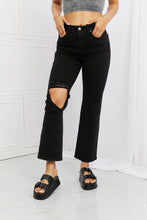 Load image into Gallery viewer, Black Relaxed Cropped Jeans with Distressing