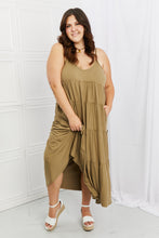 Load image into Gallery viewer, Khaki Spaghetti Strap Tiered Dress with Pockets
