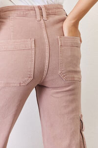 Full Size High Rise Cargo Wide Leg Jeans