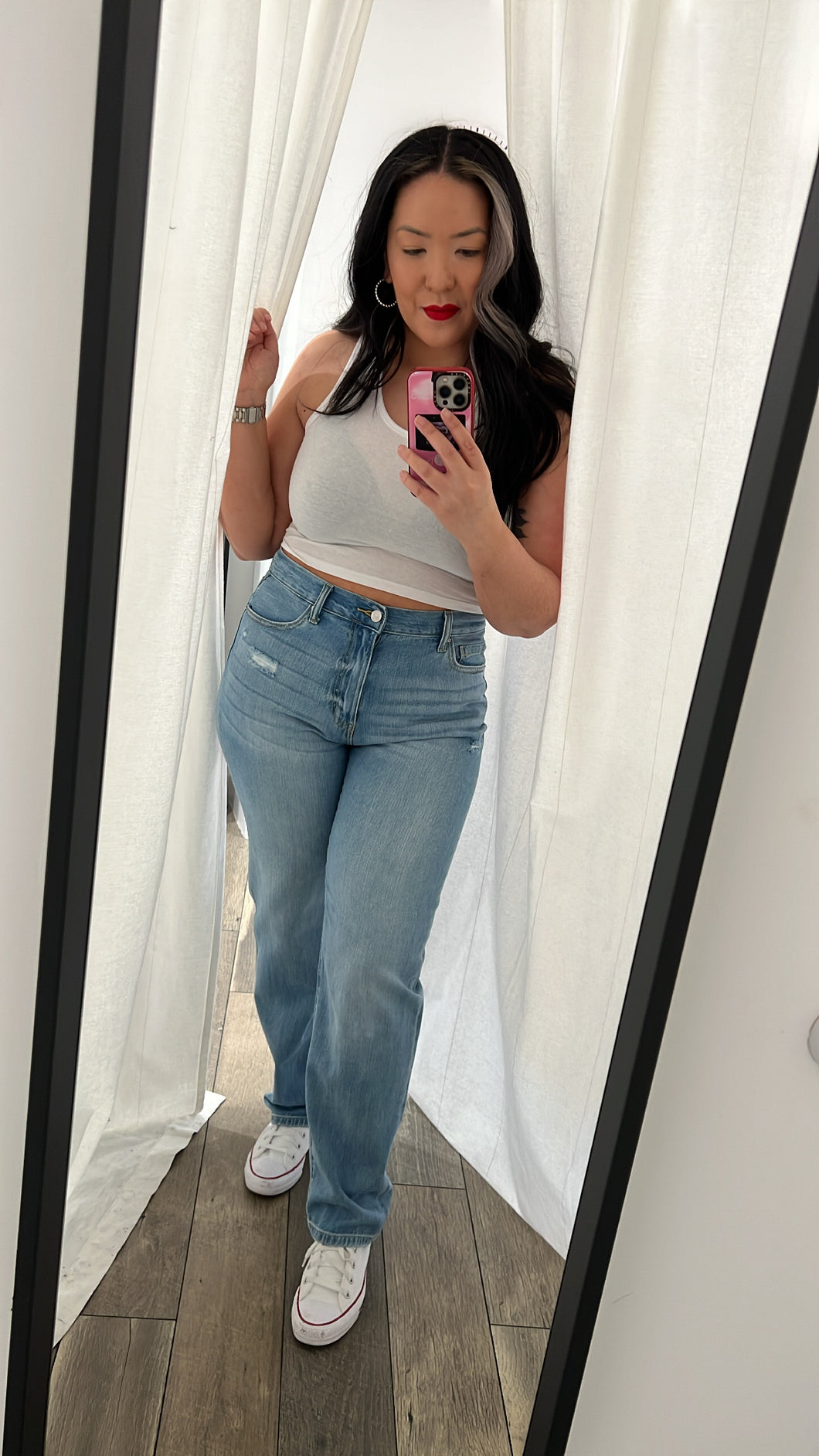 Light Wash High Rise Mom Jeans